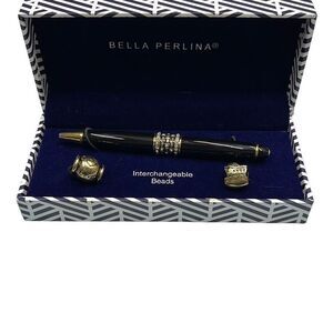 Bella Perlina Make It Personal Interchangeable Bead Gold Tone Pen Set Gift Box